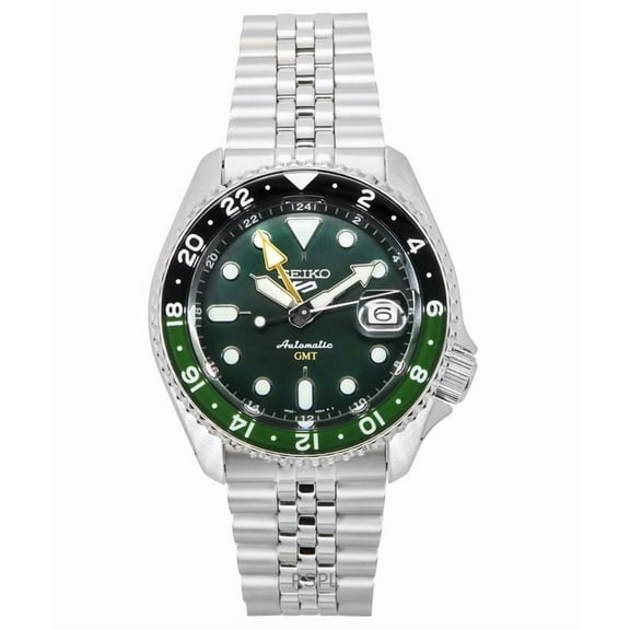 Seiko 5 Sports SKX GMT Automatic Green Dial Sprite Bezel Men's Watch SSK035