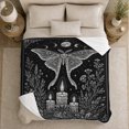 thumbnail image 5 of Luna moth moon phases candles crystals black Flannel Blanket for bedroom reading nook gothic celestial Home Decor mystical botanical night Gift for moth lovers fans, 5 of 9