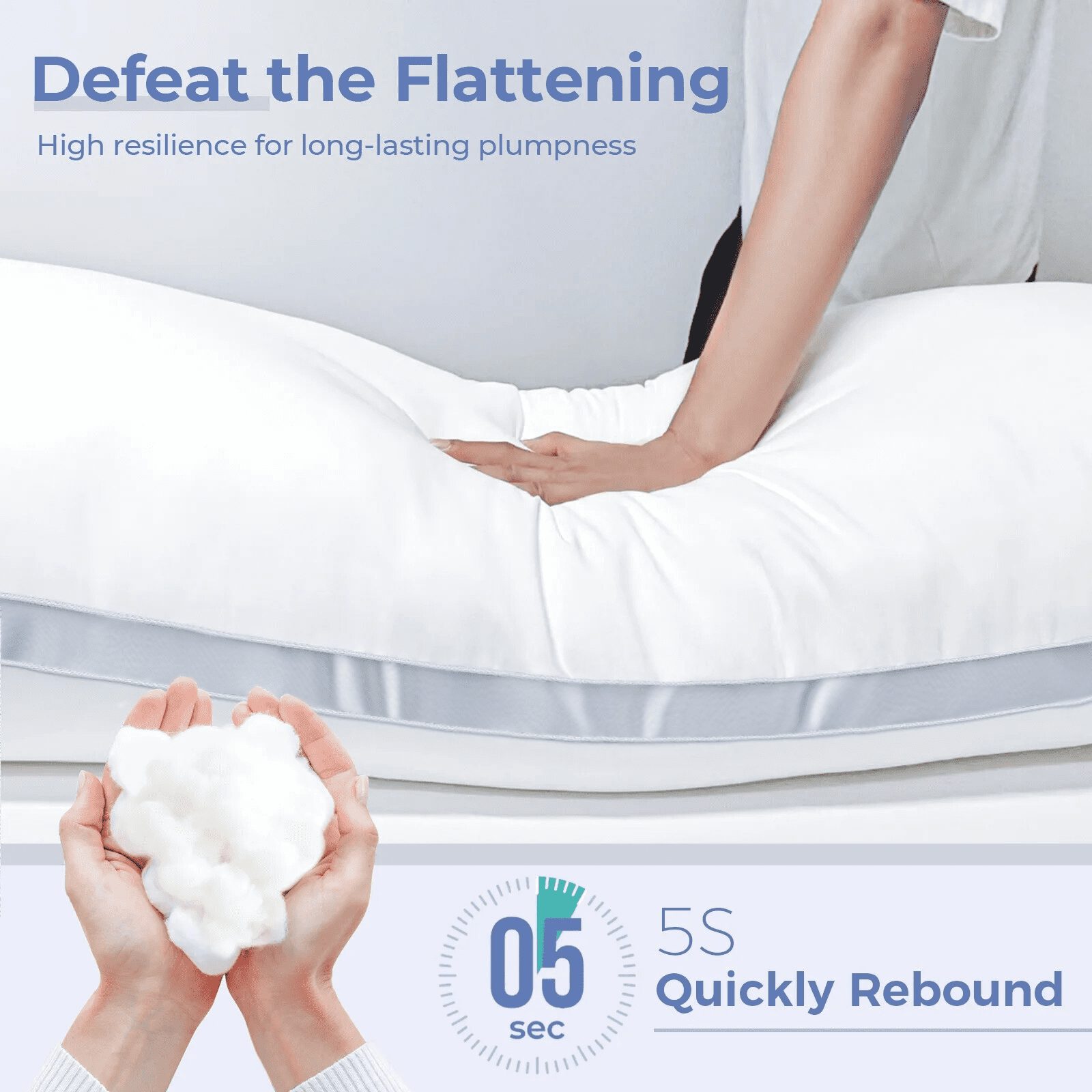 COOKEY Body Pillow for Adults 20"x54" – Firm & Supportive Long Pillow for Bed, White