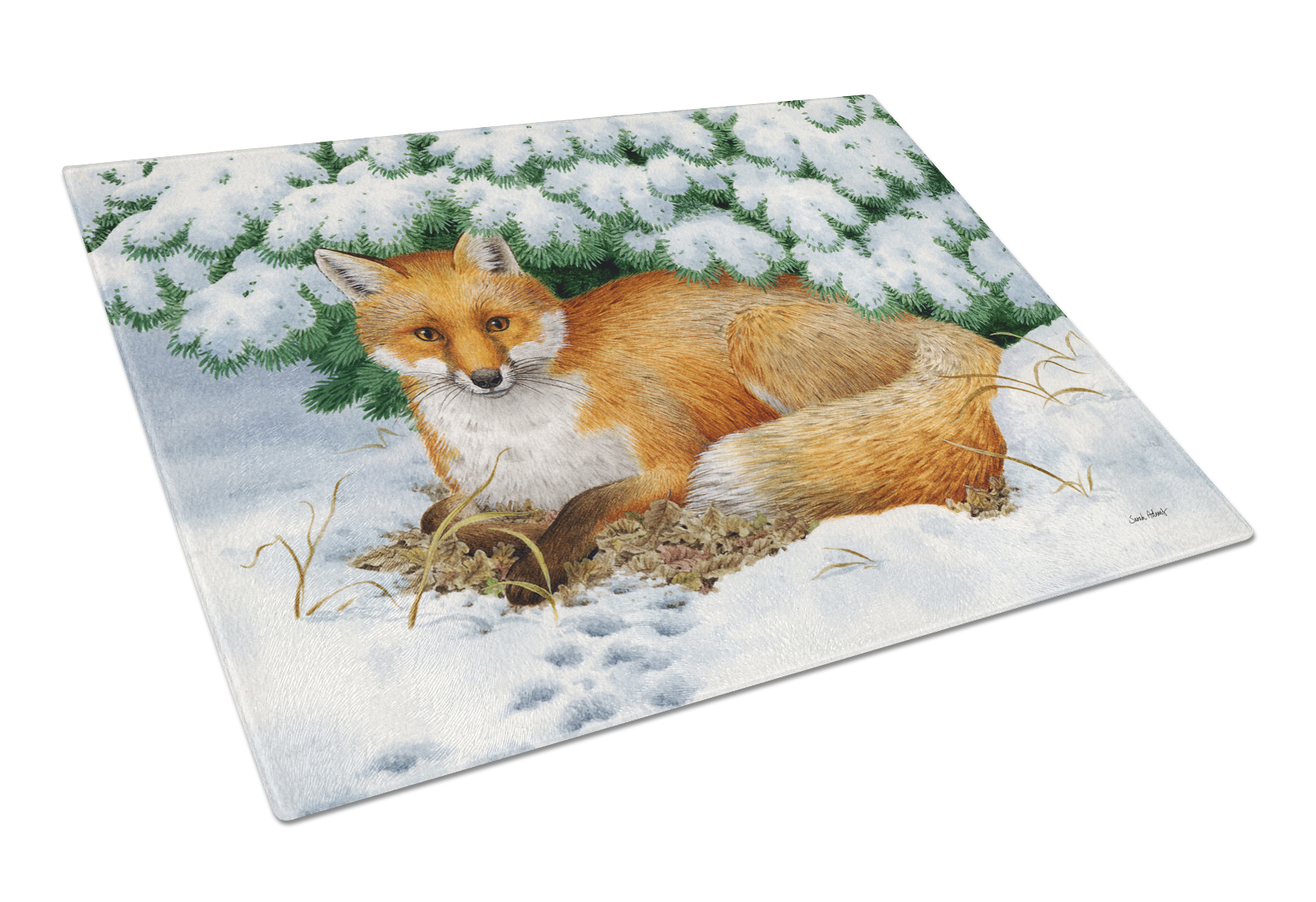 Winter Fox Glass Cutting Board Large