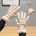 thumbnail image 2 of Guantes cálidos de moda para otoño e invierno para mujer, de terciopelo, acolchados, para deportes al aire libre, a prueba de viento, con pantalla táctil, 2 of 5