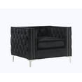 thumbnail image 2 of Chic Home Monet Velvet Modern Contemporary Button Tufted with Silver Nailhead Trim Silvertone Metal Y-leg Club Chair, Black, 2 of 2
