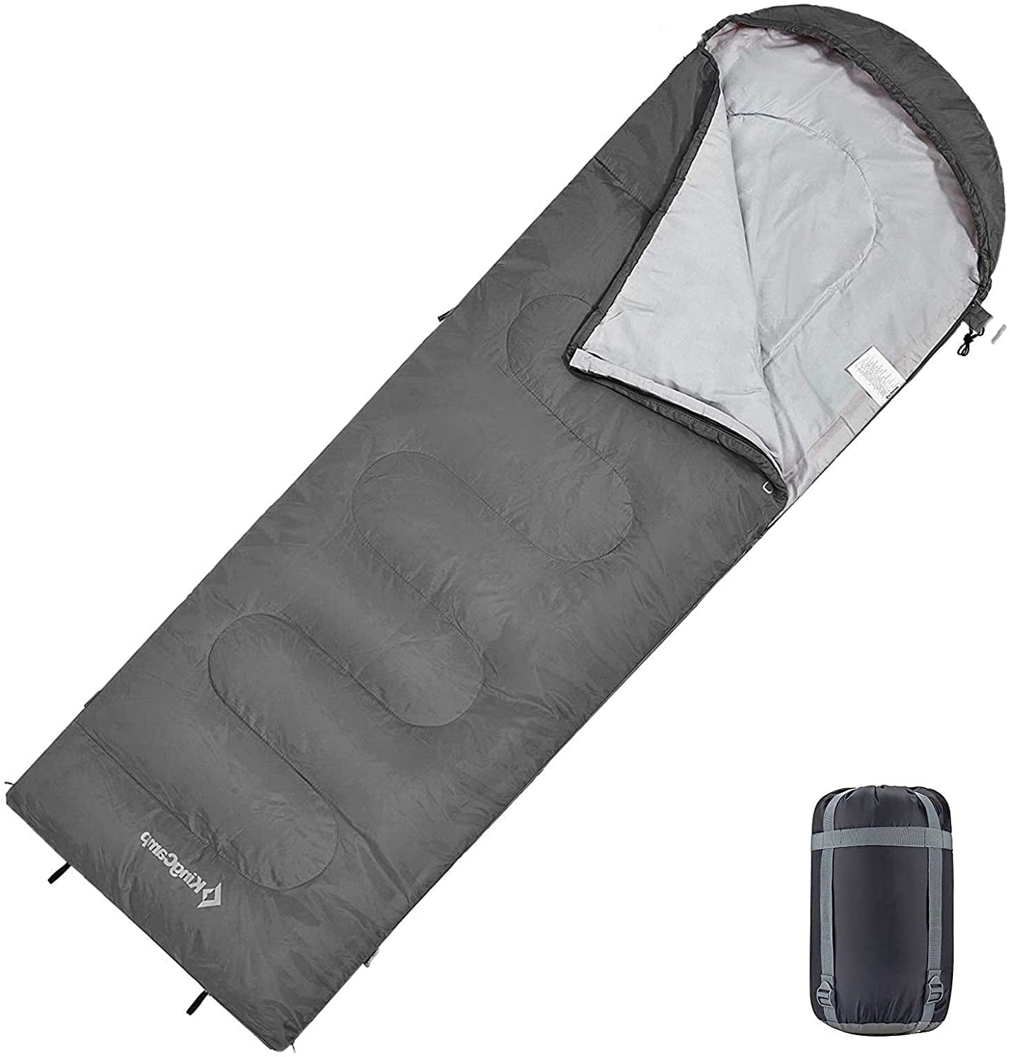 KingCamp Camping Sleeping Bags 3 Season Backpacking Portable Sleeping Bags for Adults(Grey,26