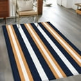 thumbnail image 3 of Orange Navy Blue Striped Area Rug 3x5 Washable Rug Non Slip Minimalist Farmhouse Lines Large Area Rug Indoor Floor Carpet for Entryway Bedroom Kitchen Living Room Home Office Dining Room Nursery, 3 of 8