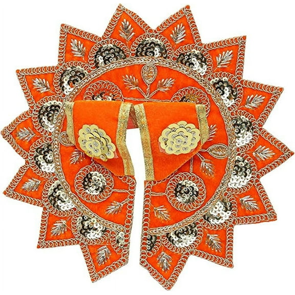 Ladoo Laddu Gopal Dress Cloth Bhagwan Poshak of Indian God Bal Krishna Dev Vastra for Metal Idol Statue (Size:- 4 No. Dia :- 8") (Orange)