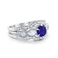 thumbnail image 3 of Three Piece Round Wedding Ring Blue Sapphire CZ 925 Sterling Silver Size 7, 3 of 4