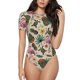 thumbnail image 1 of Balery Tropical Mask Flamingo Body de cuello redondo de manga corta para mujer Tops de manga corta Tops básicos-Small, 1 of 7