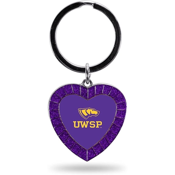 Wisconsin Stevens Point Keychain Rhinestone Heart Decal Emblem Team Color University of