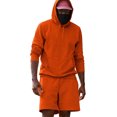 thumbnail image 2 of Dqueduo Men's Casual Sets, Solid Color Hooded Long Sleeve Hoodie with Drawstring Elastic Waist Shorts, Loose Oversized Two-Piece Hoodie and Shorts Set, 2 of 6