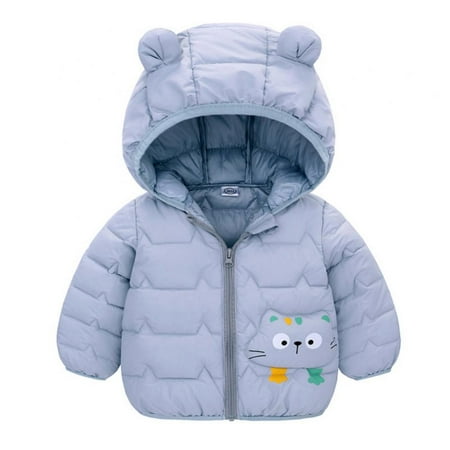 

Baby Boys Girls Solid Color 3D Ears Hooded Jacket Winter Warm Coat Zip Snowsuits