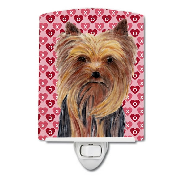 Caroline's Treasures SC9274CNL Yorkie Hearts Love and Valentine's Day Portrait Ceramic Night Light, 6x4x3", multicolor