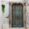 thumbnail image 3 of Turquoise Vintage Door Small Stall Shower Curtain, Waterproof Shower Curtains for Bathroom, Countryside Barn Abstract Art Washable Fabric Bath Curtain for Bathtub Decoration with Hooks 36x72 Inches, 3 of 9