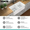 thumbnail image 6 of HOROW 33x18 inch Fireclay Kitchen Sink Undermount Double Bowl Apron-front Ceramic with Bottom Grid and Strainer, 6 of 20
