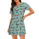 thumbnail image 1 of Balery winter ski Dachshund Camisón de manga corta con cuello redondo para mujer, cómodo y elegante., 1 of 6