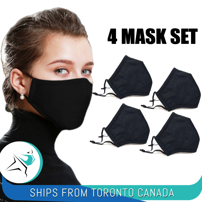 Four Black Cotton Face Masks (4 pcs) Walmart Canada