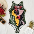 thumbnail image 3 of VerPetridure Womens One Piece Swimsuits Women Graffiti Abstract Floral Print Wide Straps High Neck Backless Swimwear One Piece, 3 of 7