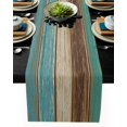 thumbnail image 1 of GFDYREE Chemins de Table Rustiques en Lin et Jute, Petits, 36 Pouces de Long, Foulards pour Commode, Chemin de Table Rétro Grange Bois Brun Sarcelle Style Ferme pour Table Basse, Fêtes de Vacances, Mariage, Événements Din, 1 of 7