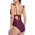thumbnail image 4 of Womens One Piece Ruffle Cut Out Swimsuits Strappy Monokinis Bathing Suits, 4 of 6