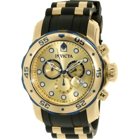 Invicta 17887 Men's Pro Diver Gold Steel and Rubber Strap Gold Dial ...