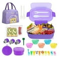 thumbnail image 1 of 27Pcs Bento Box Lunch Box Kit Blue  1.3L Durable Leak-proof Box 4 Compartments with Spoon Fork Bag Accessories, 1 of 8