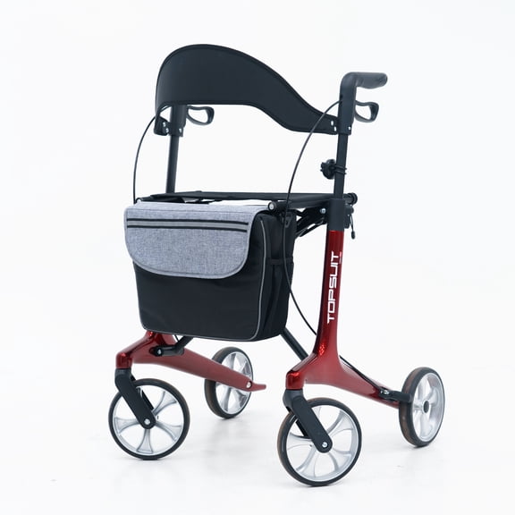 Carbon Fiber Ultralight Rollator Walker for Seniors with Seat & Brakes, Foldable ,7-Level Height ,8" Wheels, 11.5lbs Lightweight Mobility Aid, 330lbs Heavy-Duty Capacity, Adjustable Height
