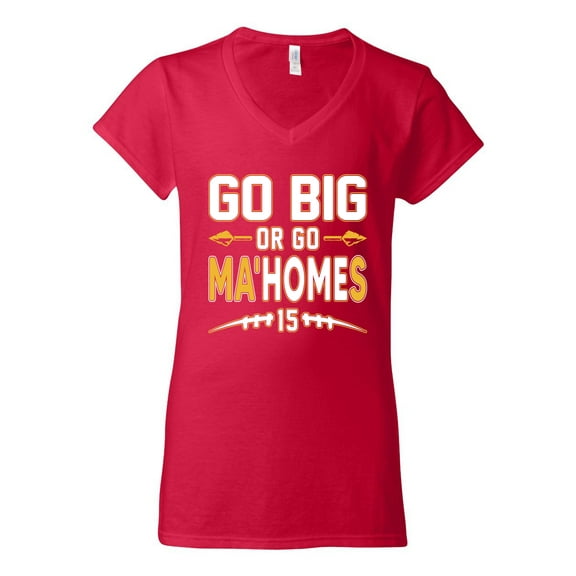Wild Bobby Go Big Or Go Ma'HOMEs Football Fan Sports Women Standard V-Neck Tee, Red, Small