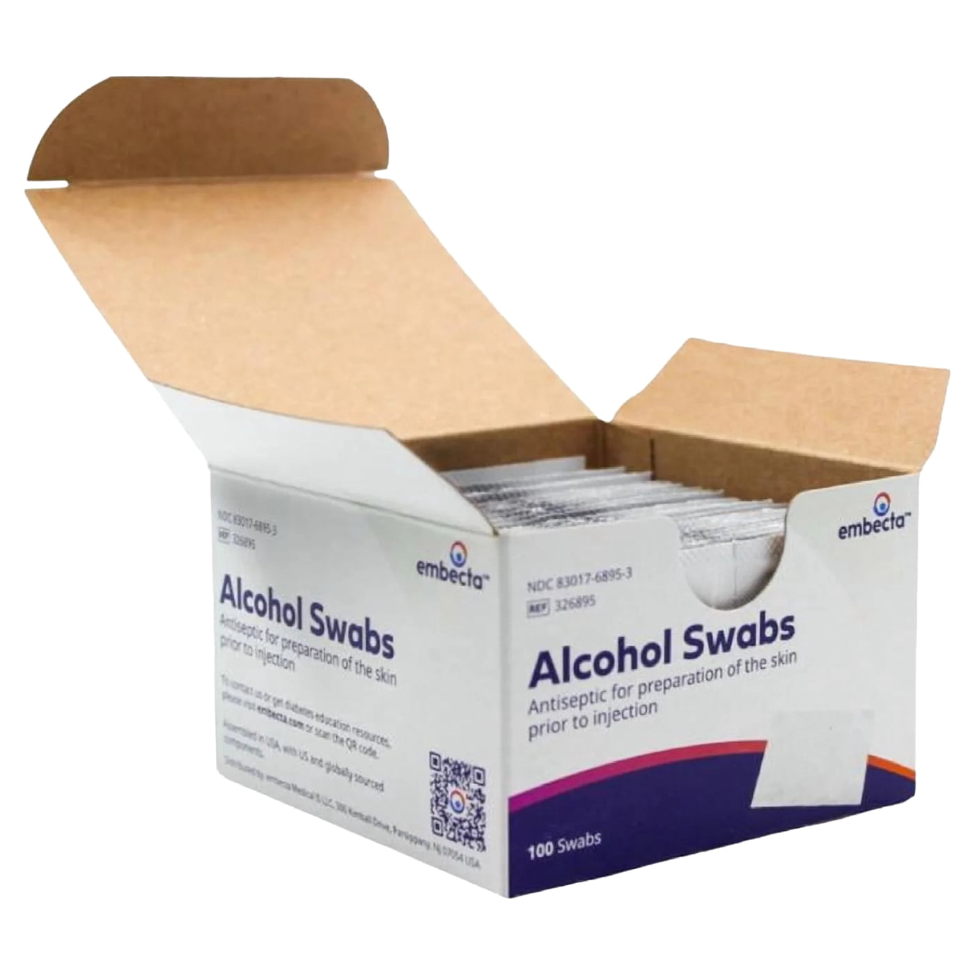 Embecta (Formerly BD) Alcohol Prep Pads, 70% Strength Isopropyl Alcohol, Box of 100 Individual Packets, 12-Pack
