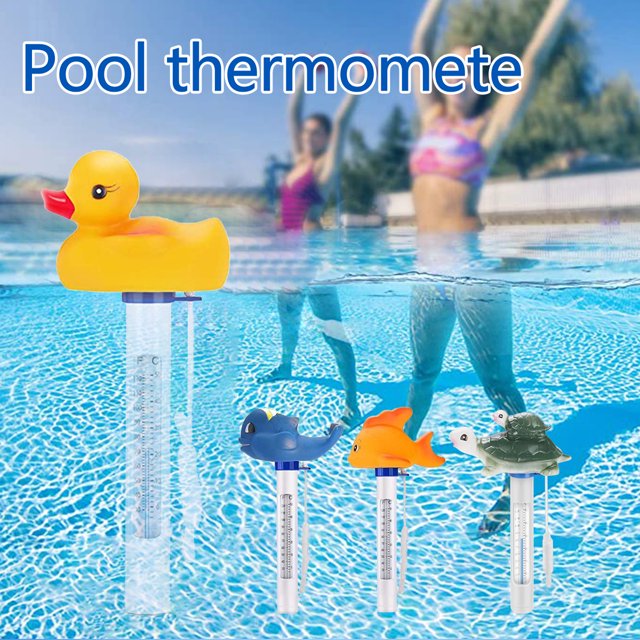 Muyoka Kyoffiie Termómetro de piscina Flotante Boya Termómetro de piscina con gran pantalla de lectura EZ Estilo de dibujos animados Temperatura del agua Tubo de ensayo Fahrenheit y Celsius Compatible Muyoka Hogar