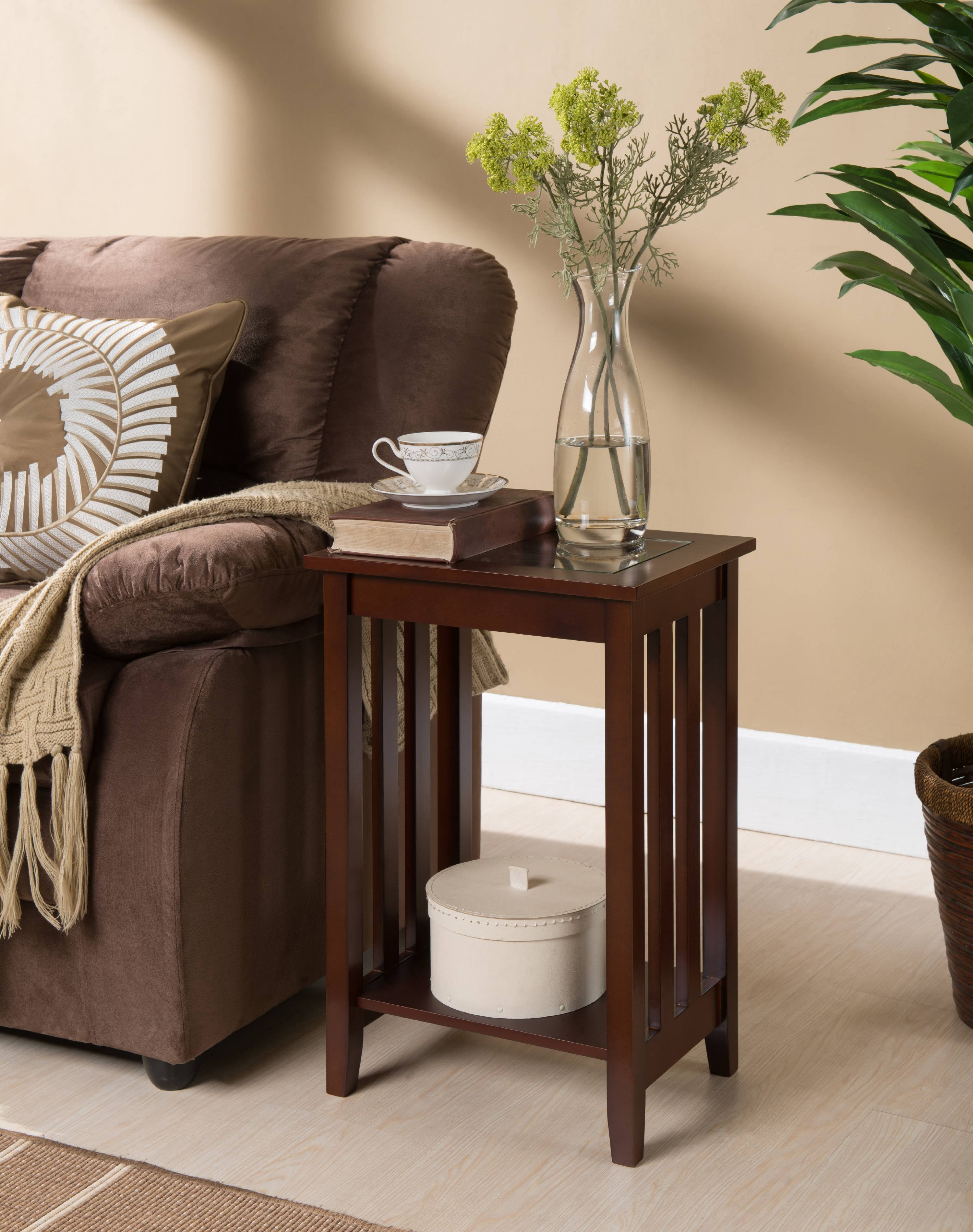 walmart belham living on Trina Walnut Wood 16 X 12 Accent Side End Plant Stand Display Table With Storage Shelf Walmart Com Walmart Com