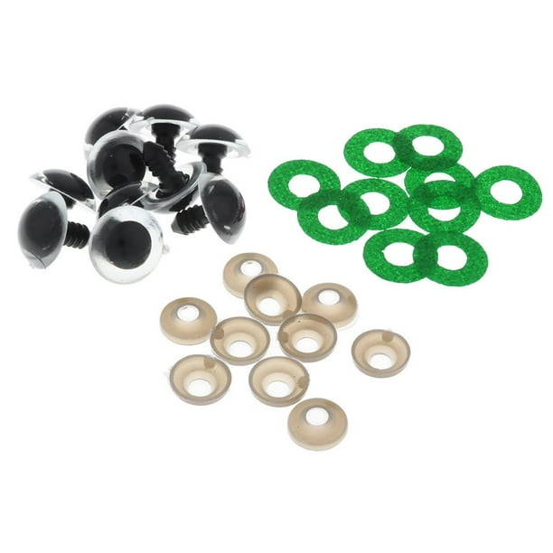 10 ojos de seguridad de plástico brillante con arandelas para osos, muñecas, marionetas y peluches. Verde
