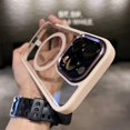 thumbnail image 1 of Luxury Magnetic Metal Lens Bumper Protection Case For iPhone 15 14 13 12 11 Pro Max Plus Wireless Charge Hard Back Clear Cover, 1 of 7