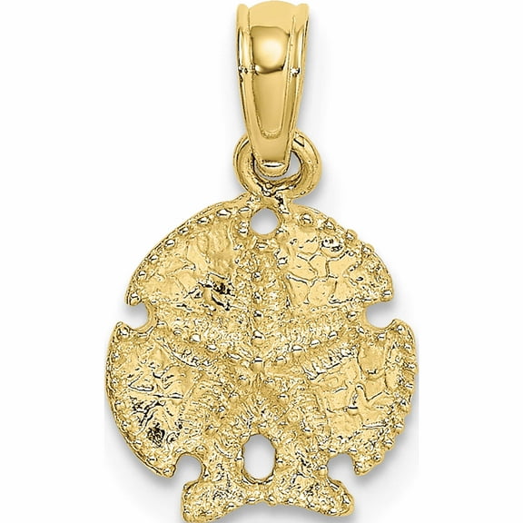 10K Yellow Gold Sand Dollar With Star (9.8 X 9.8) Made In United States -Jewelry By Sweet Pea