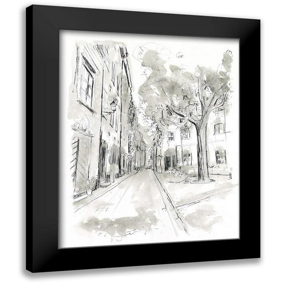 Vess, June Erica 12x14 Black Modern Framed Museum Art Print Titled - European City Sketch II
