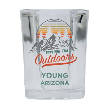 

Young Arizona Explore the Outdoors Souvenir 2 Ounce Square Base Liquor Shot Glass 4-Pack