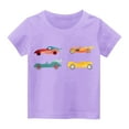 thumbnail image 4 of Hduncf Boy's Handsome Racing Car Print Short Sleeve Crewneck T-Shirts Top Tee Size 3-15 Years Toddler Boys T-shirt Purple 4 Years, 4 of 6