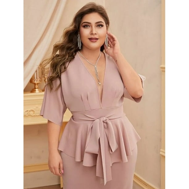 Vestido Dama Elegante Sexi Talla Extra Plus Casual de Fiesta Rosa 3XL DaraBaby SHEIN Vest059 3 Bodega Aurrera en linea