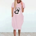 thumbnail image 4 of Women'S Summer Fashion Cute Print Casual Short Sleeve Round Neck Dress Spring Summer Dresses For Women Pink Xl, 4 of 7