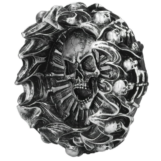 Uadme Ceniceros para el hogar, estilo retro, diseño de calavera, grabado compacto, efecto de llama, estatua decorativa para exteriores en casa y oficina