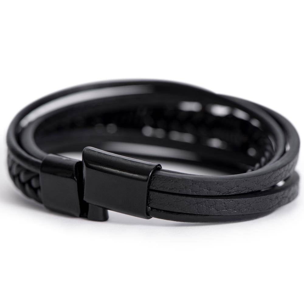 To My Man My Love My One and Only Men's Cross Bracelet - Vegan Leather with Stainless Steel