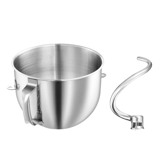 7QT Bowl with Handle & Spiral Dough Hook Set for KitchenAid Bowl-Lift Mixers – Stainless Steel, Dishwasher Safe