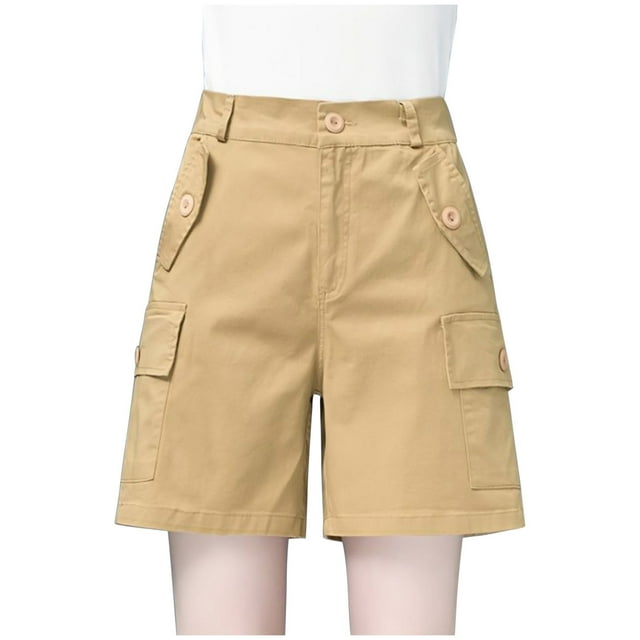 LSLJS Women's Fashionable Solid Color Cotton Linen Loose Casual Wide Leg Shorts Womens Shorts