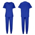thumbnail image 3 of TaTaai Women's Scrub Set Short Sleeve Round Neck Top with Pockets and Matching Pants Solid Color Nurse Workwear Uniform for Hospital Clinic Daily Gift, 3 of 5