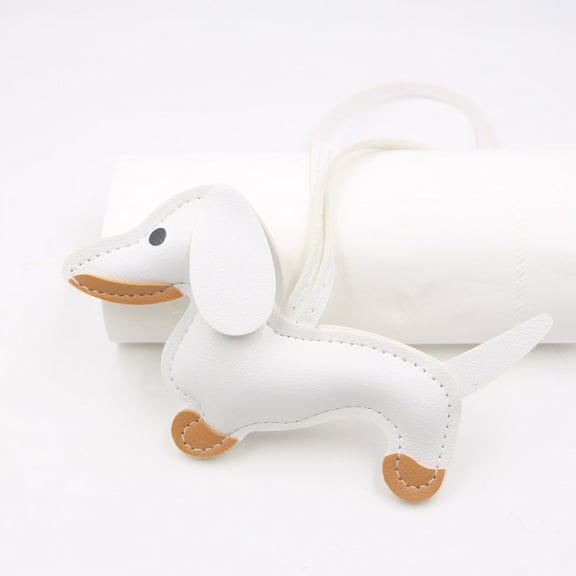 Aodebiao Handmade Leather Sausage Dog Keychain - Cute Dachshund Pendant for Keys, Bags & Phones, Genuine Leather Hand-Stitched Car Accessory (Gift for Dog Lovers)