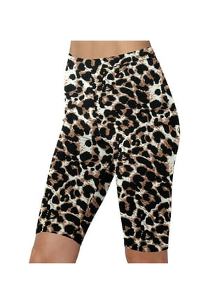 RAYPOSE Yoga Biker Shorts for Women High Waist Leopard Print Running Gym  Workout Shorts with Pockets Plus Size Tiger Skin-L - ShopStyle