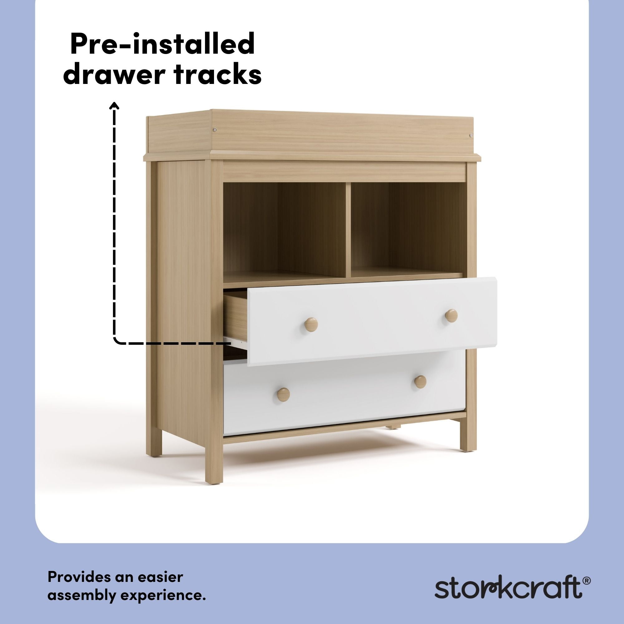 Storkcraft Alpine 2-Drawer Infant Changing Table Dresser, Driftwood with White