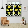 thumbnail image 2 of Retro Lemon Kitchen Curtains - Rustic Country Short Cafe Curtains Black White Buffalo Plaid Fruits Leaves Tier Curtains Decor for Living Room Rod Pocket Window Drapes 2 Panels 28"x36", 2 of 5