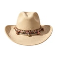 thumbnail image 3 of XIAOCHA Women's Solid Wide Brim Cowboy Hat Rodeo Cattleman Wide Brim Western Hat Farm Western Cowgirl Hat,Beige, 3 of 5