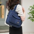 thumbnail image 4 of Bolso bandolera de lona con correa ajustable, neceser de maquillaje de lona (azul), 4 of 5