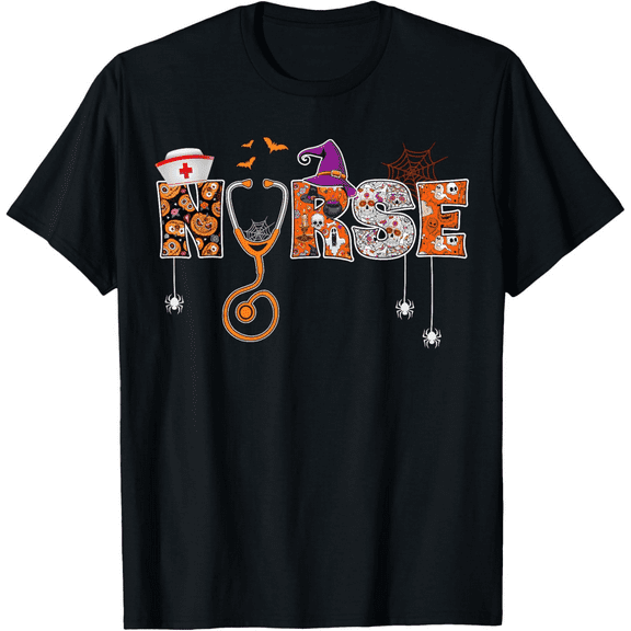 Halloween Nurse Nursing Stethoscope Pumpkin – Health Worker T-Shirt for Men Women