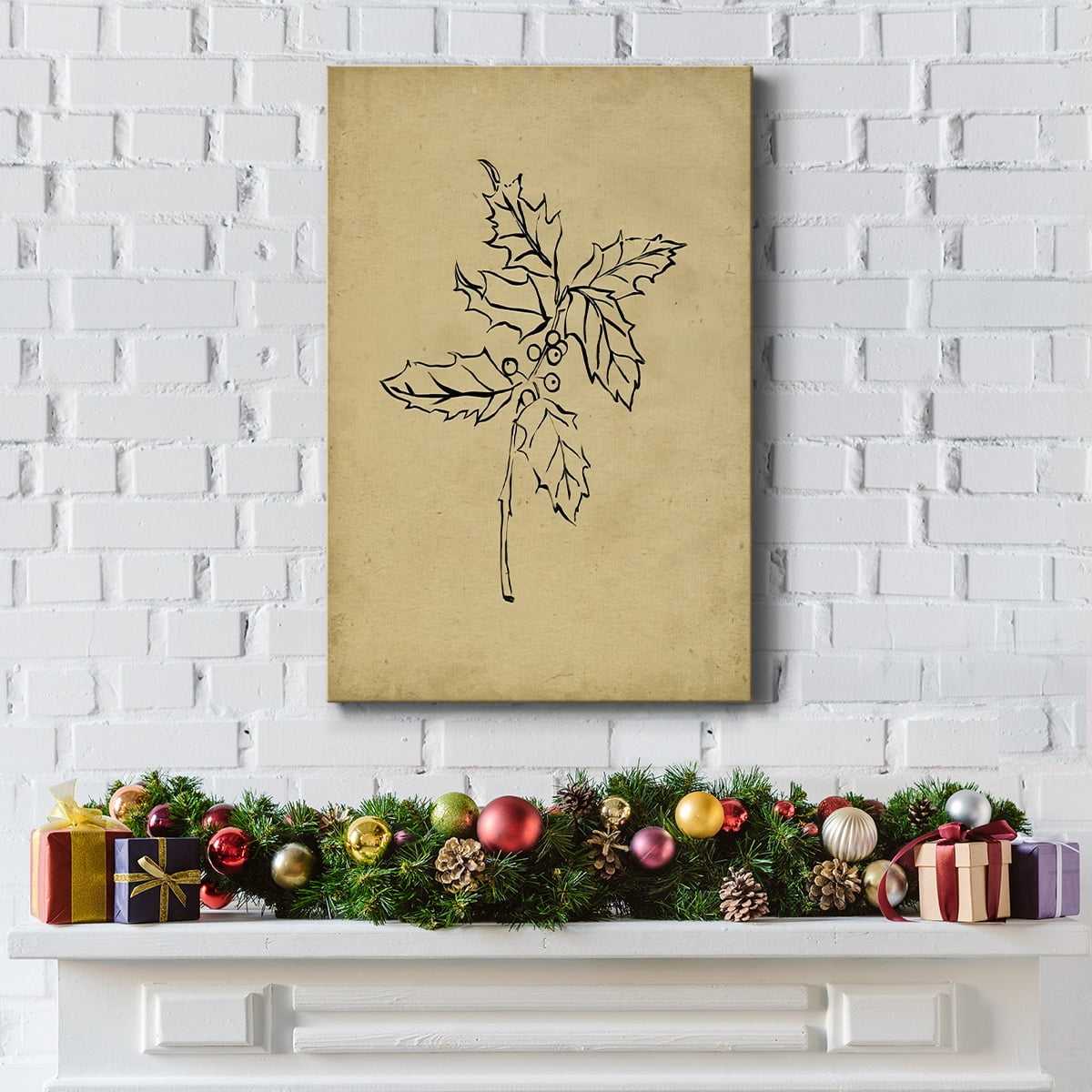Holly Branch I- Gallery Wrapped Canvas